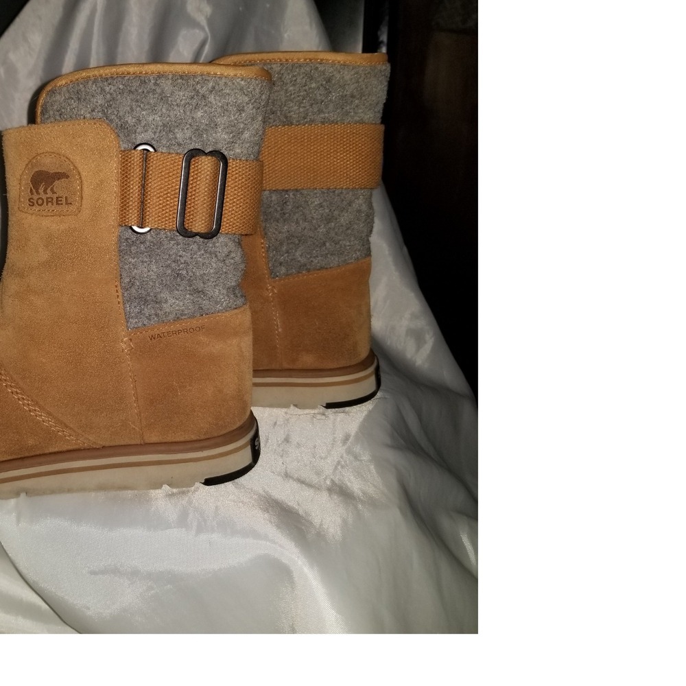 Sorel Slimpack II Winter Boots Womens 7.5 Tan Waterproof Excellent Suede Felt